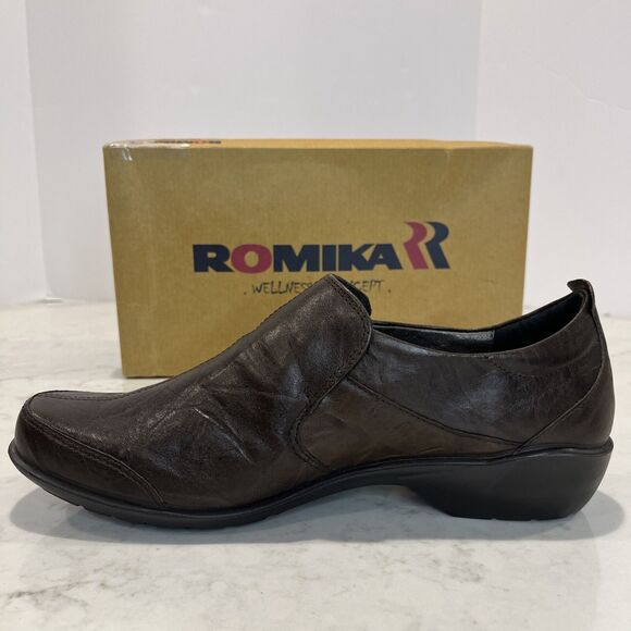 Romika NEW Shoes Citylight Brown Leather Slip On Comfort Casual Loafers EU43 12 - Picture 4 of 15